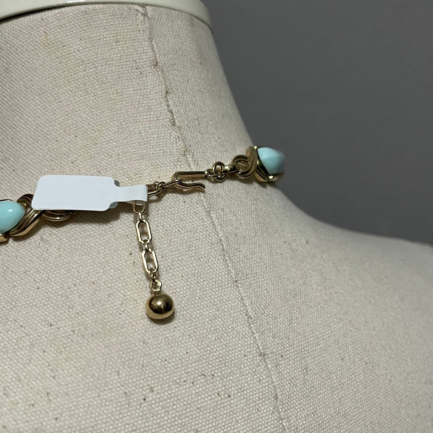 Trifari Mint Green With Gold Trim Necklace Sz- One Size
