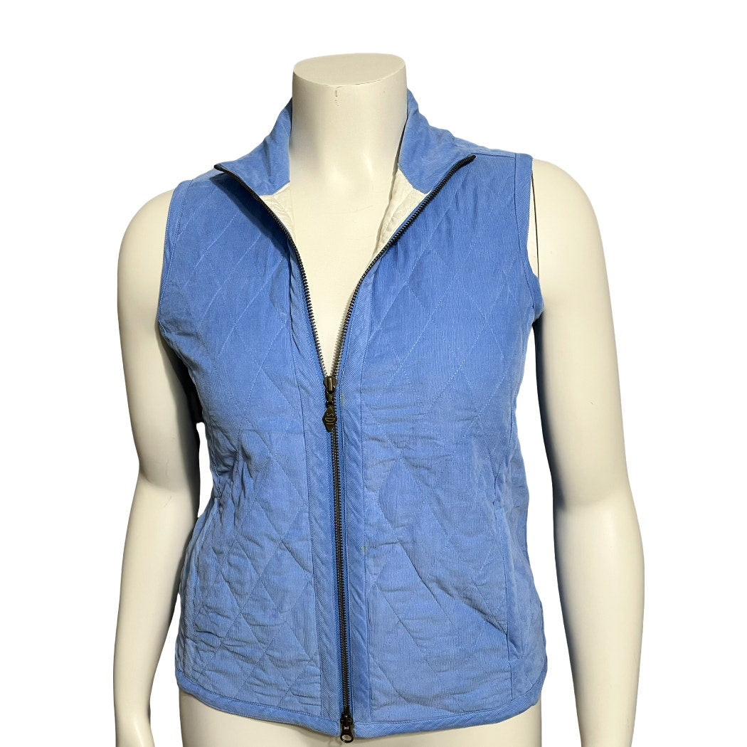 Sdie Light Blue Quilted Corduroy 100% Cotton Vest Sz-Small