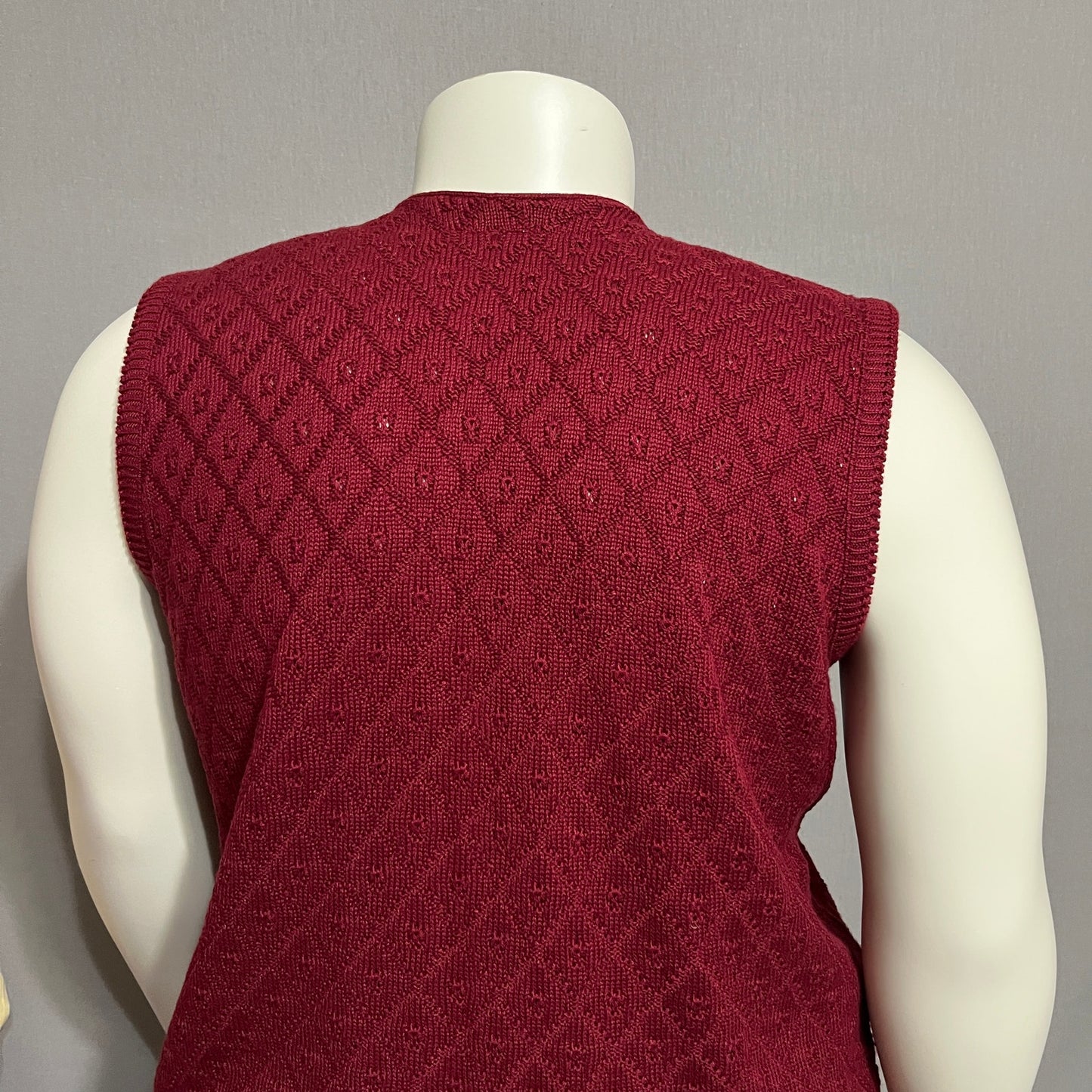 Women’s Sweater Sleeveless Vest Sz-XL Maroon Cotton