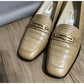 Talbots Tan Crocodile Pattern Italian Leather Loafer Sz-8 1/2