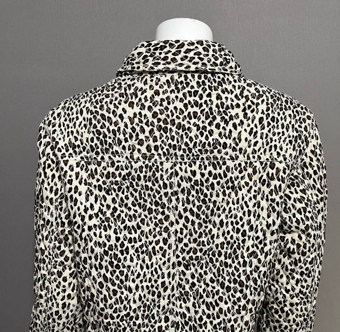 Coldwater Creek 100% Silk Leopard Print Quilted Jacket Sz-Small Petite
