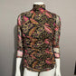 Jane & Delancey Sheer Floral Pink Ruched Mock Neck Top Sz-Medium