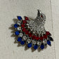 Eagle Patriotic Silver, Red, and Blue Crystal Brooch