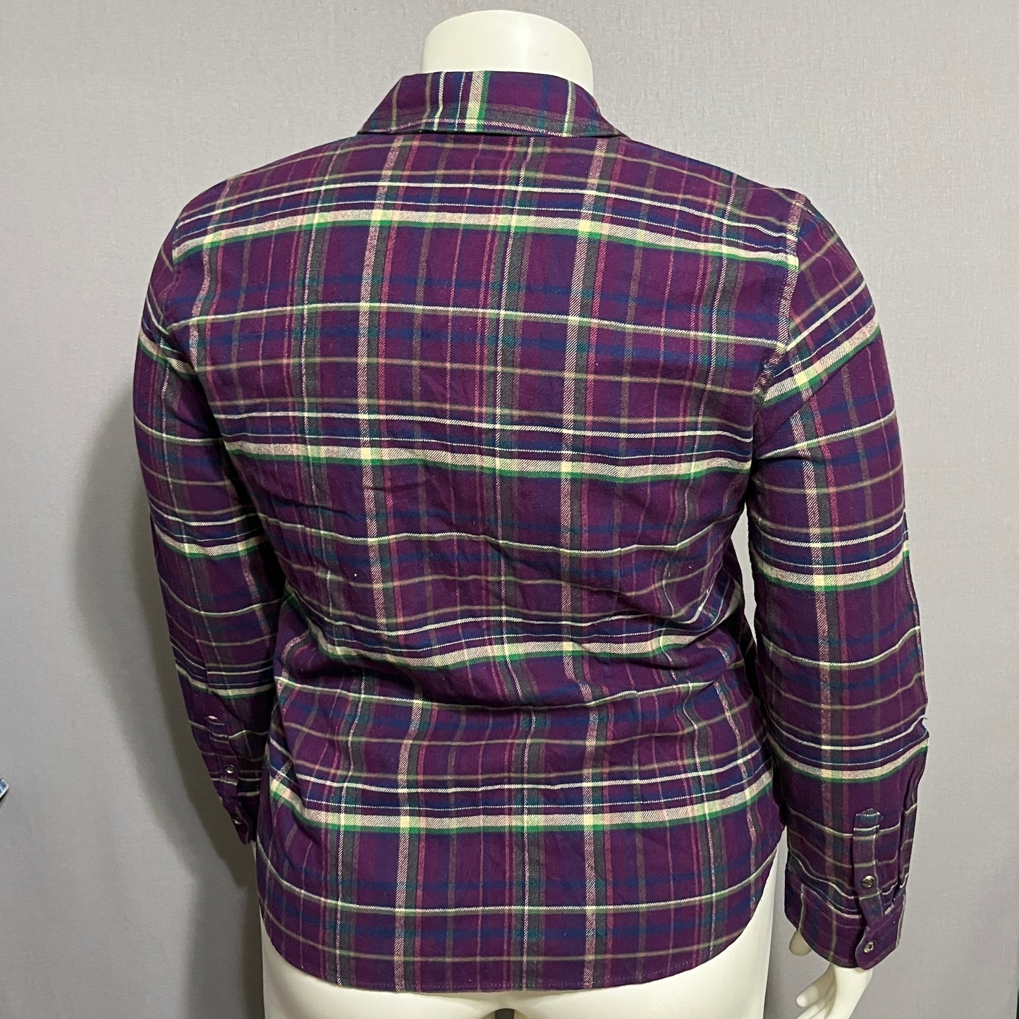 Chaps Purple Plaid Flannel Zip Up Shirt Sz-XL