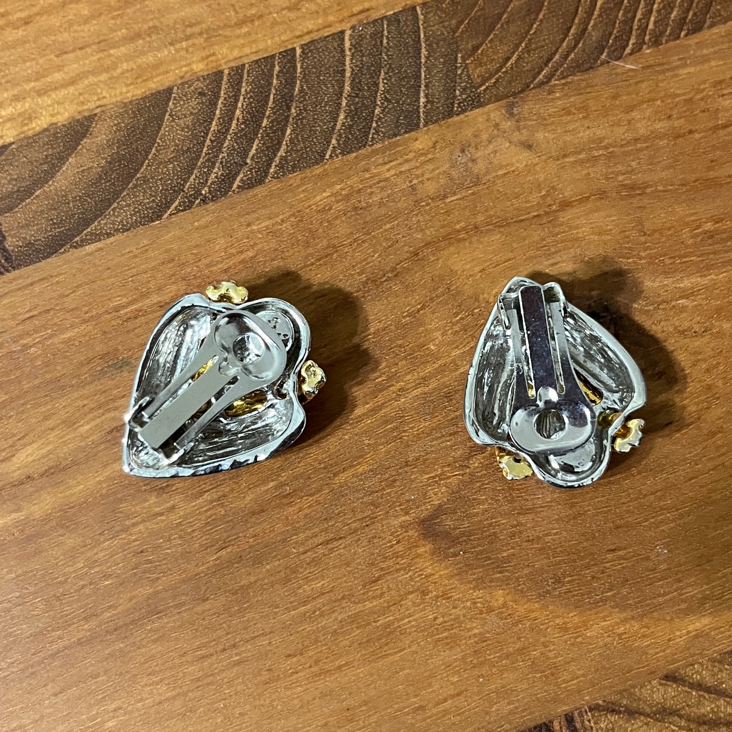 Vintage Silver and Gold Heart Earrings