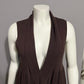 Nurture Chocolate Tussah Silk Brown Knit Peplum Sweater Vest Sz-Large
