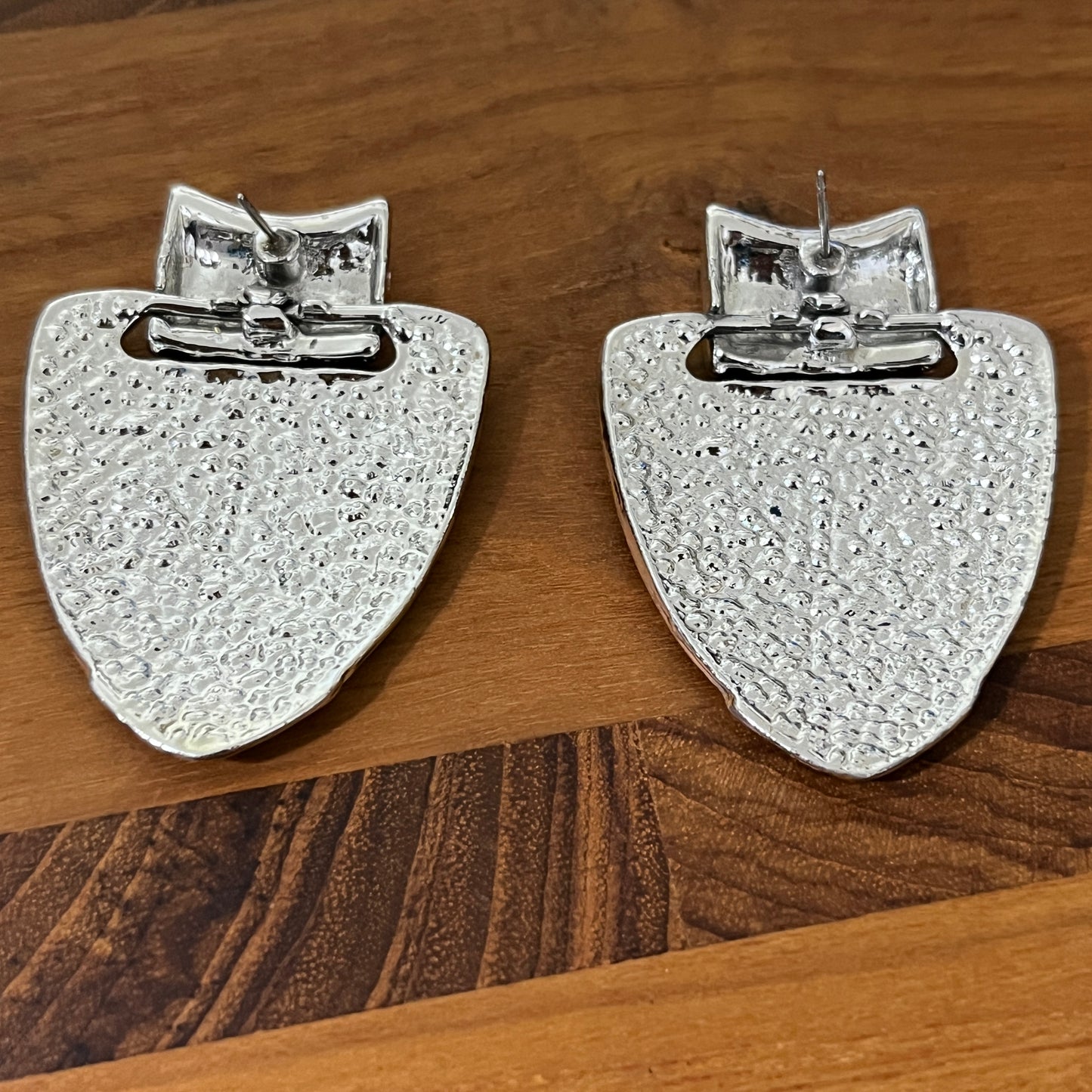 Vintage America Blue and Silver Striped Earrings