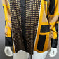 Calvin Klein Geometric Gold & Black Satin Blouse Sz-Small