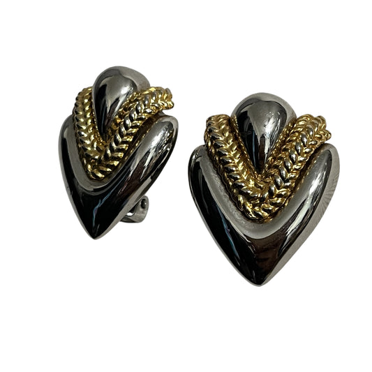 Vintage Silver and Gold Heart Earrings