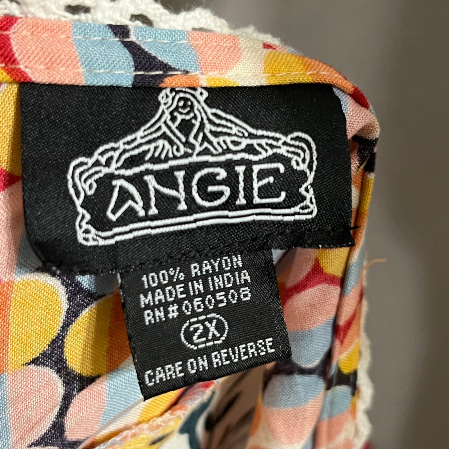 Angie 100% Rayon Floral Sleeveless Drawstring Fit & Flare Sz-2X