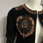 Saint Tropez West Black Velour Artsy Beaded & Sequins Blazer Sz-Medium