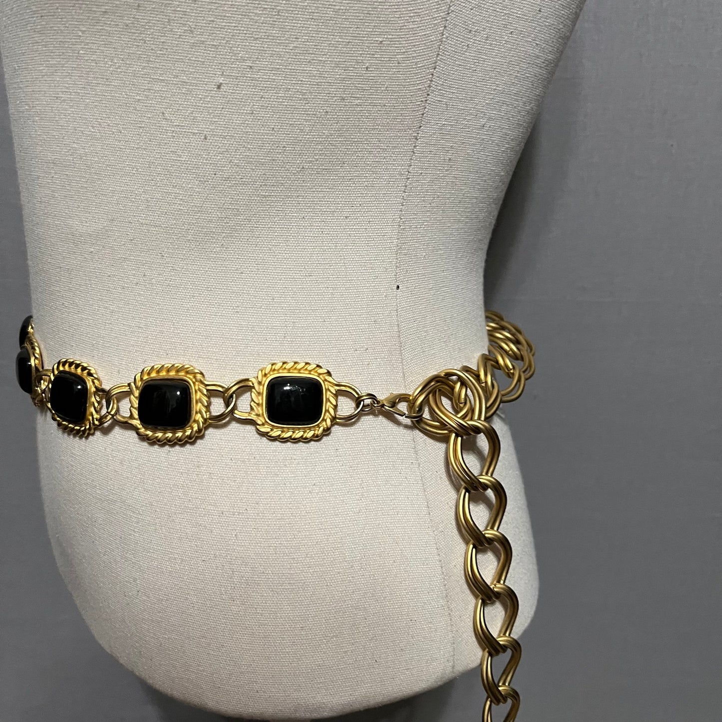 Vintage Gold & Black Chain Link Belt Sz-Large