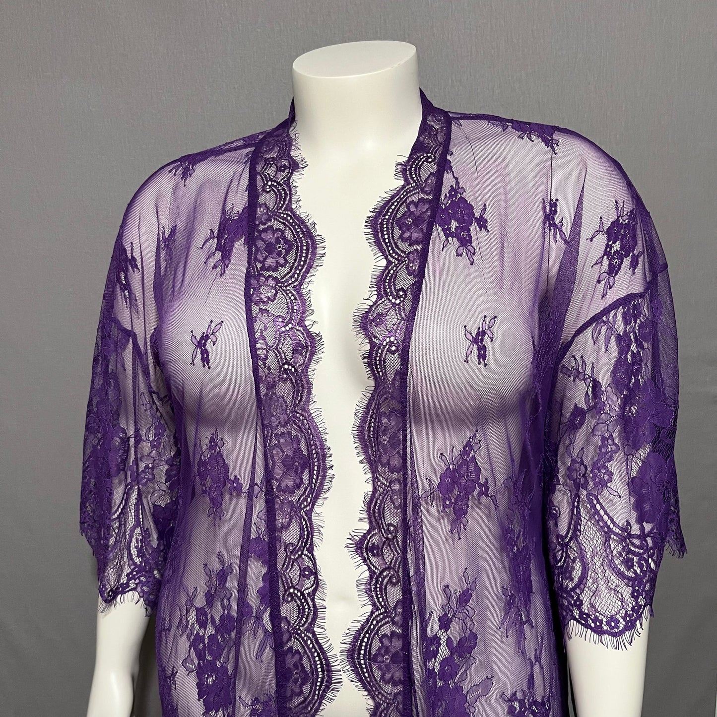 Avid Love Purple Lace Lingerie Robe Sz-2X