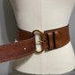 Linea Pelle Cognac Brown Genuine Leather Wide Solid Brass Handle Sz-Small