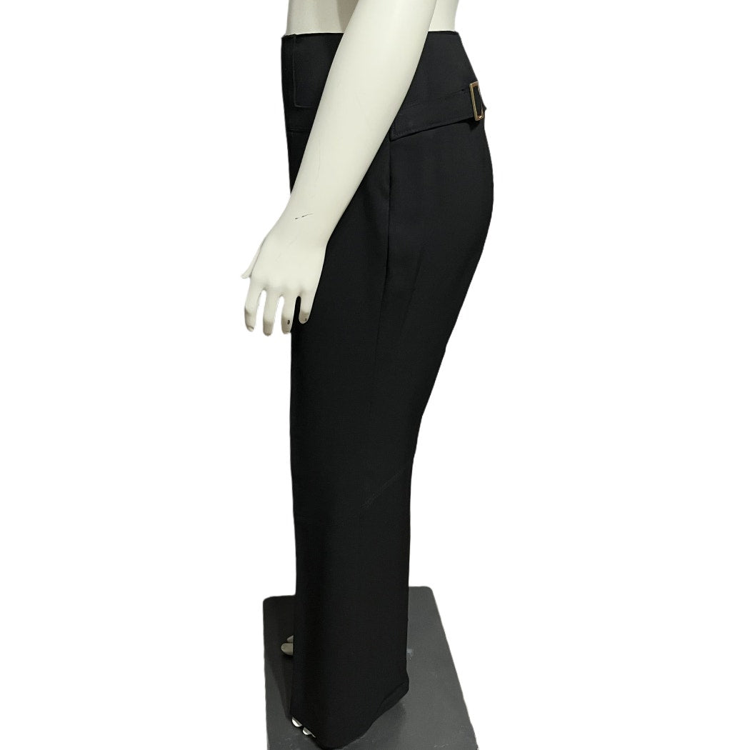 Gucci Black Flat Front Career Gold Buckle Trouser Pant Sz-48 (Large)