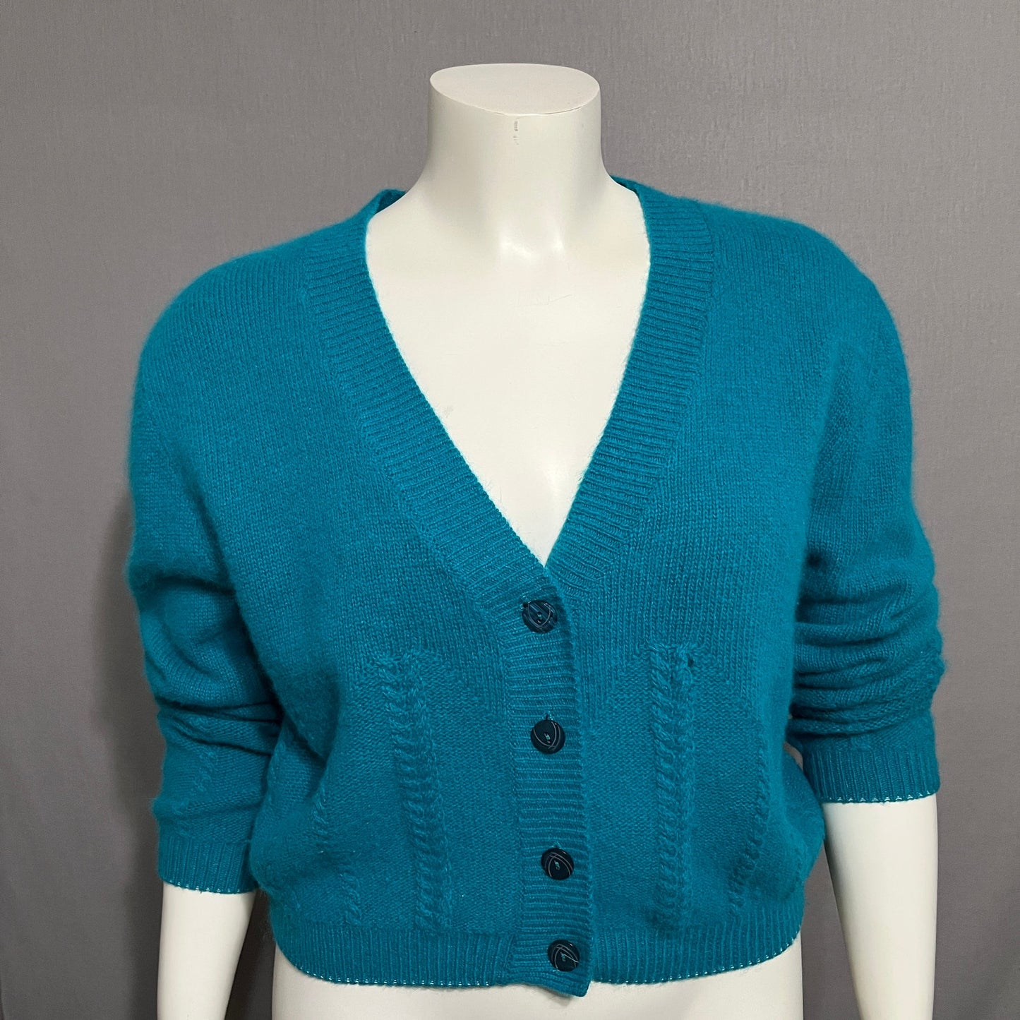 Vintage OBR Lambswool Rabbit Hair Cropped Sweater Cardigan Sz-Small