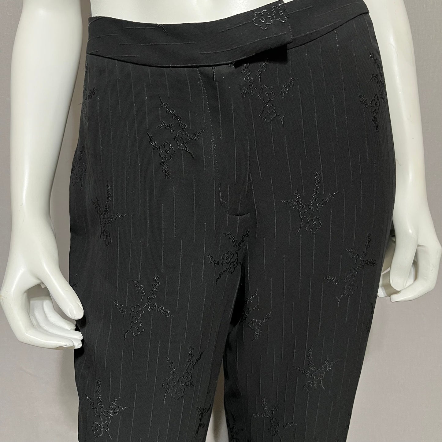 Penta Black Shimmer Floral Holiday Trouser Pants Sz-6