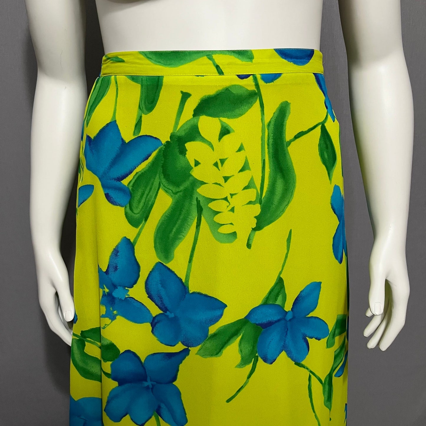 Outfit JPR Lime Green Blue Floral Summer Midi Skirt Sz-Medium