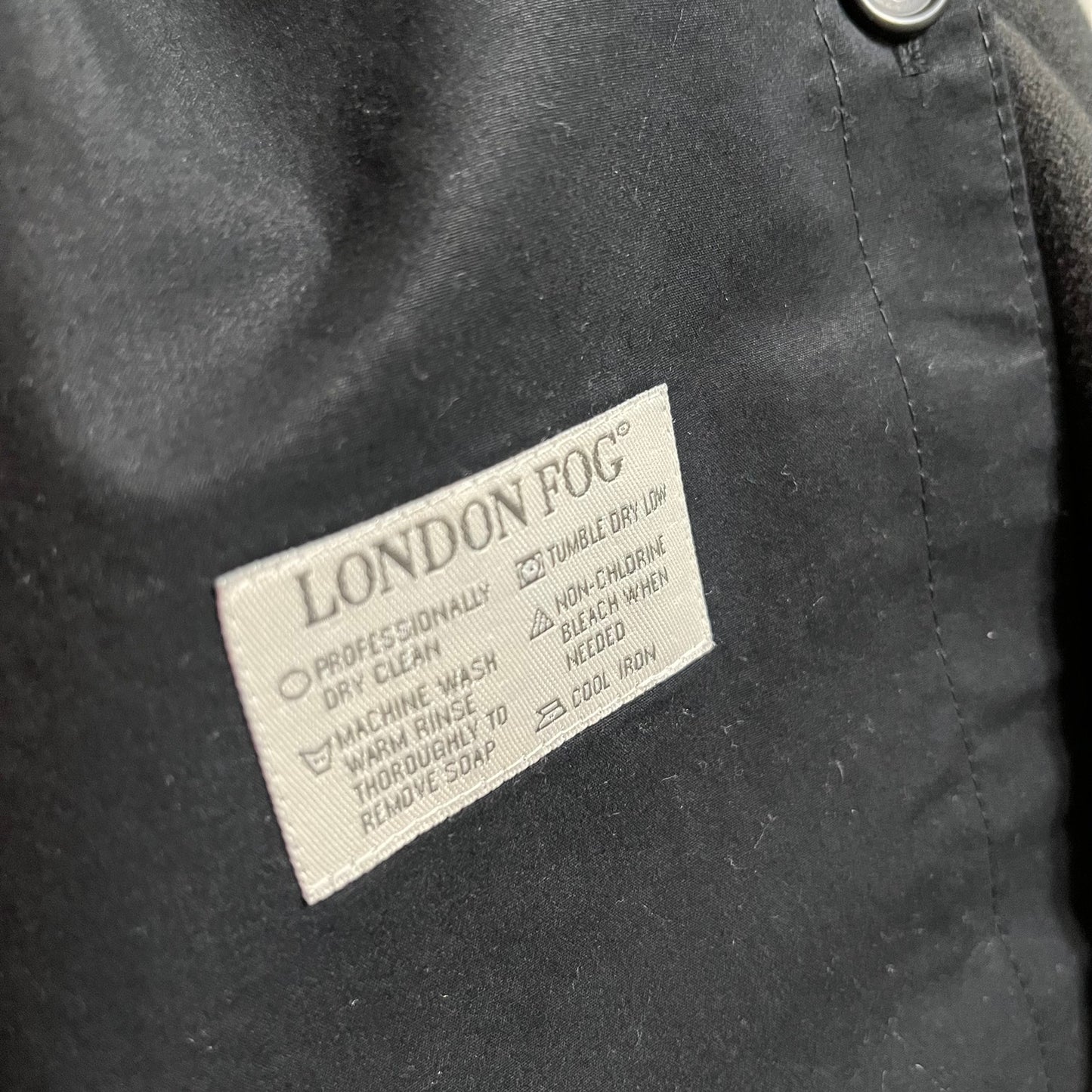 London Fog Dark Navy Double Breasted Unisex Trench Coat Sz-40 R Lg/XL