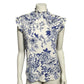 7th Avenue New York & Company Blue Floral Cap Sleeve Knit Top Sz-Small