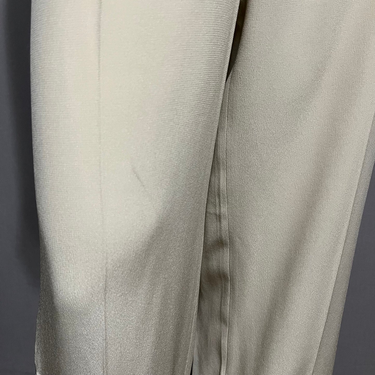 Rena Rowan Crème Silk Blend Embroidered Hem Trouser Pants Sz-6