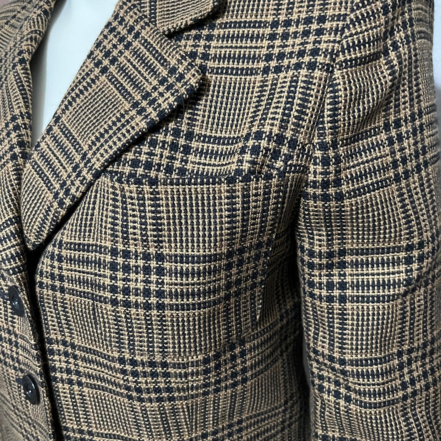 Jones New York Brown Plaid Academia 3 Button Front Blazer Sz-10