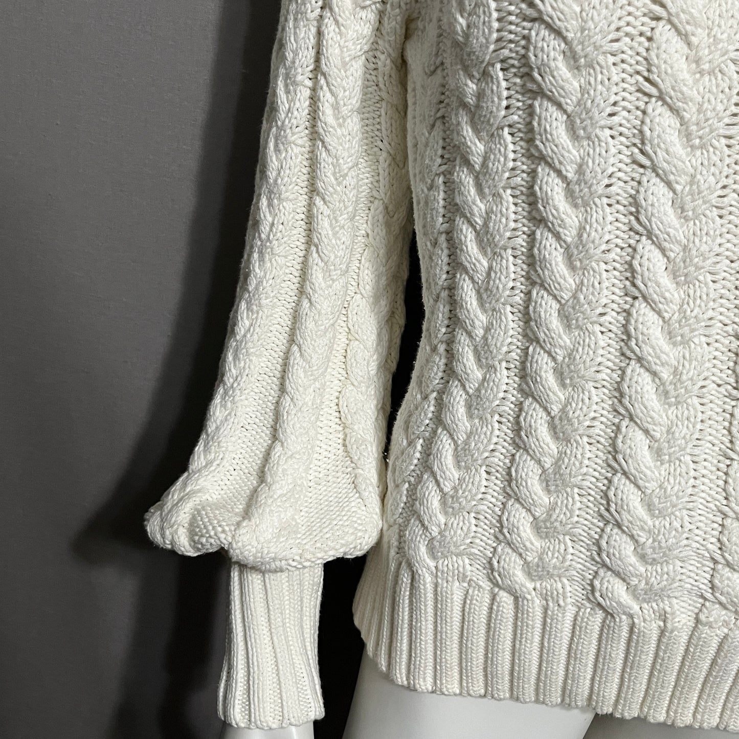W by Worth Cotton Cream Balloon Sleeve Sweater Sz-Small