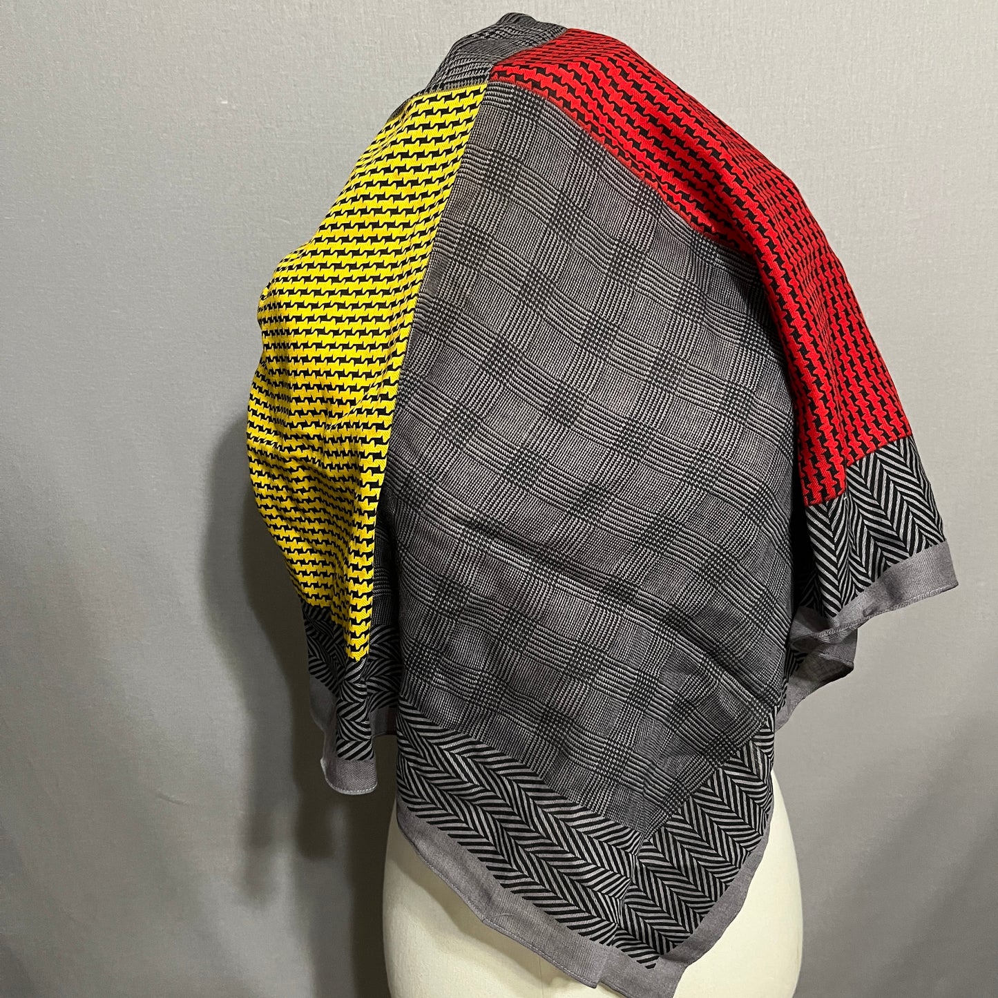 Geoffrey Beene Gray and Yellow Unisex Herringbone Wool Scarf