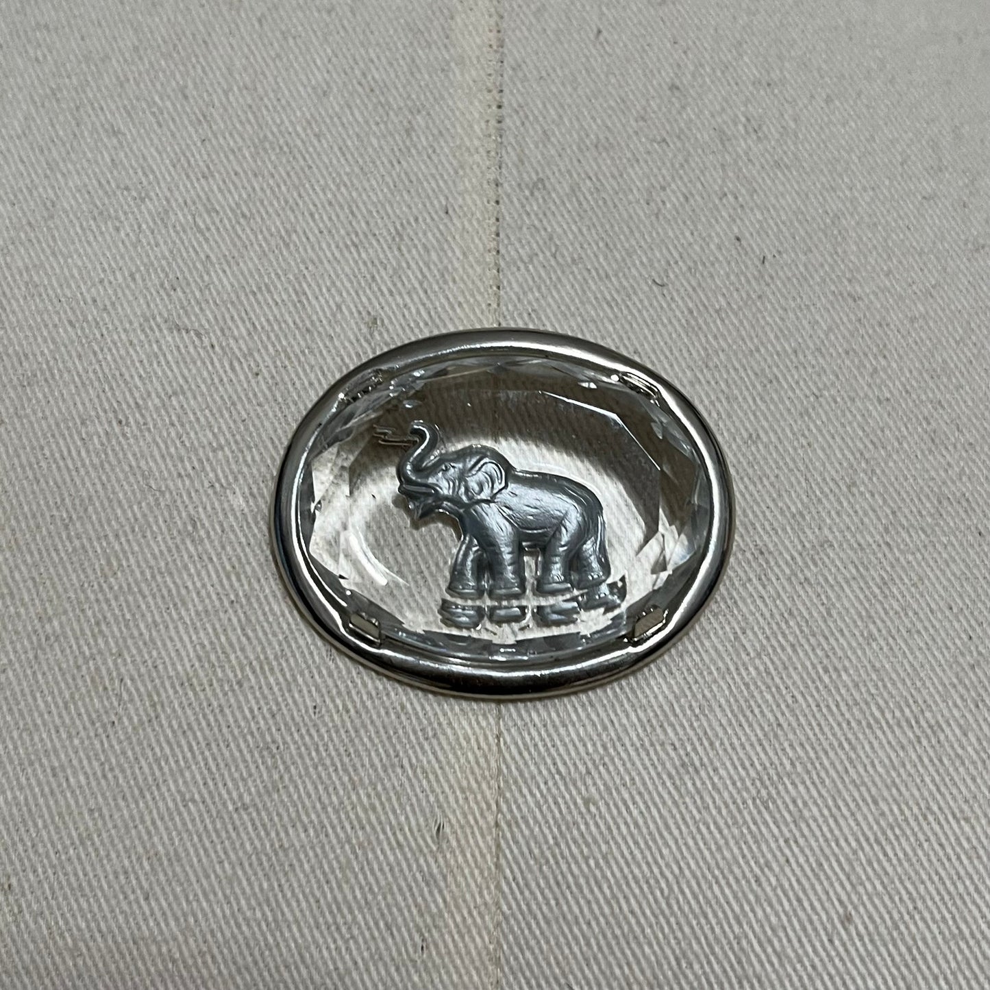 Vintage Silver Elephant in a Clear Surrounded Closure Brooch