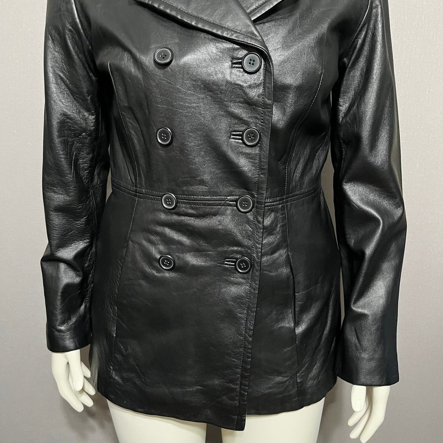 Jaqueline Ferrar Genuine Lambskin Leather Double Breasted Jacket Sz-Medium