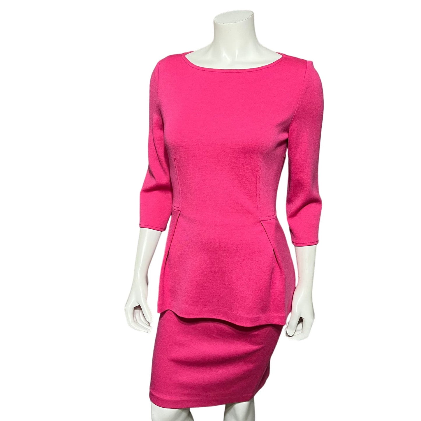 St. John Pink 2 Pc Peplum Knit Skirt Set Sz-2/4 or Small