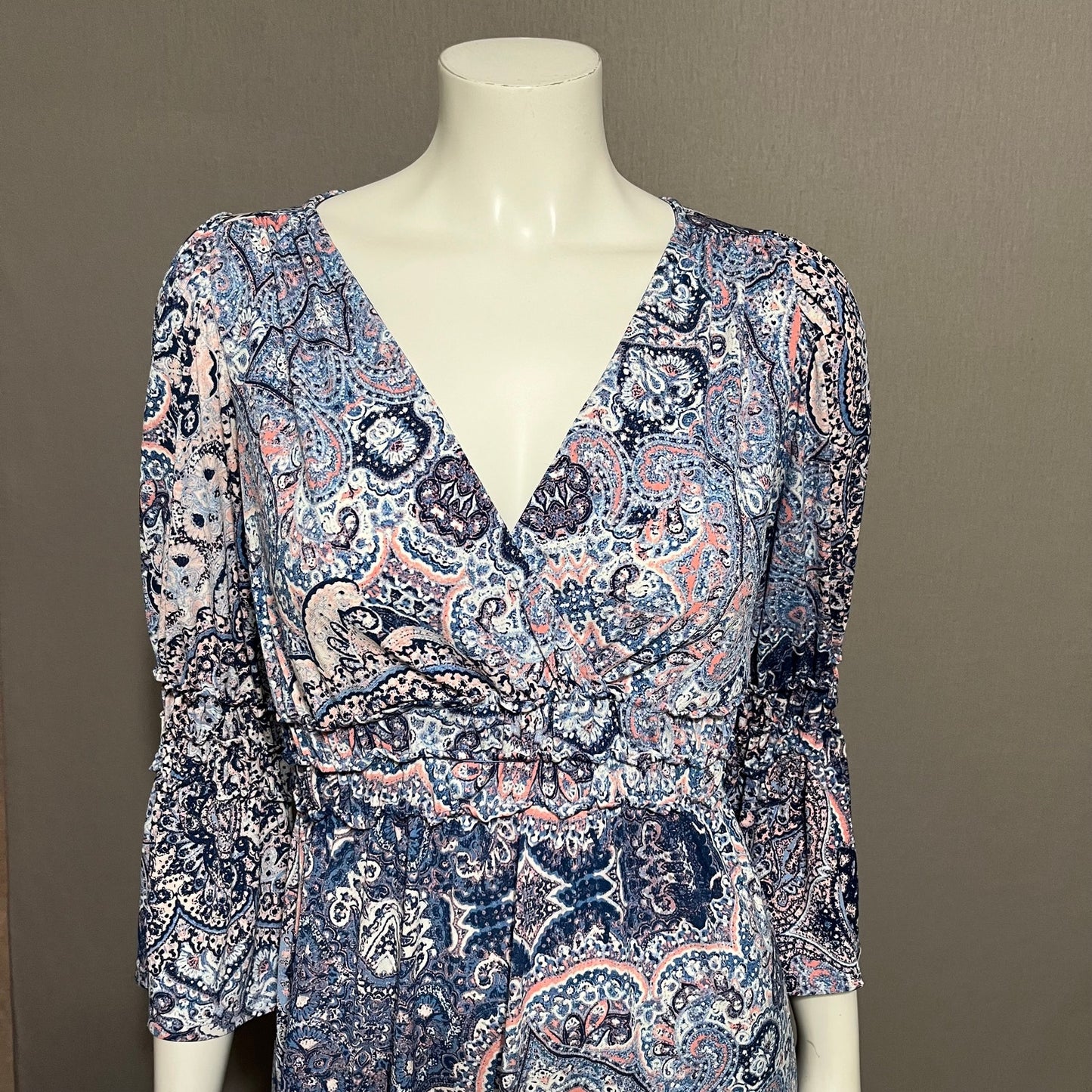 Boston Proper Blue & Pink Paisley Fit N Flare Dress Sz-Xtra Small