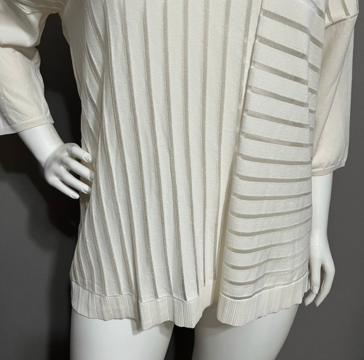 Wynne Layers White Stripe Sweater Sz-XL