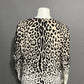 Ellison Animal Print Lightweight Cotton Linen V-Neck Sweater Sz-Small