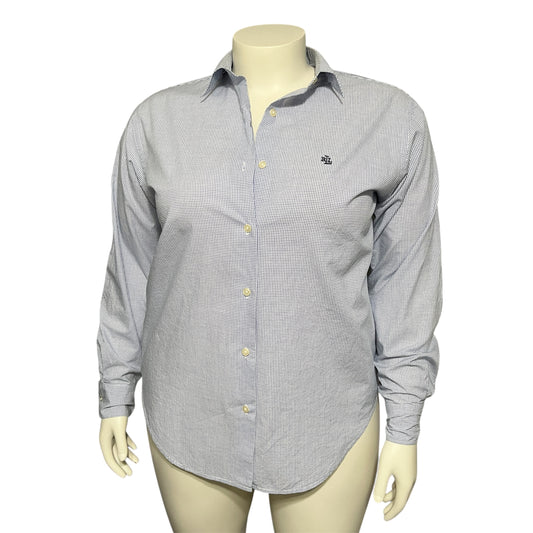 Lauren Ralph Lauren 100% Cotton Blue Checkered Print Shirt Sz-16