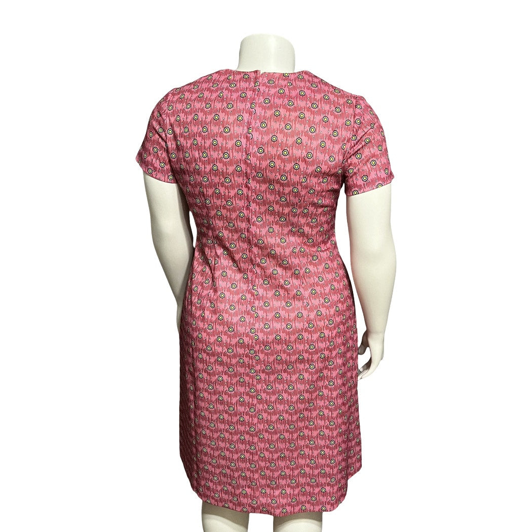 Vintage Pink Short Sleeve Knit Artsy Fit & Flare Dress Sz-1X