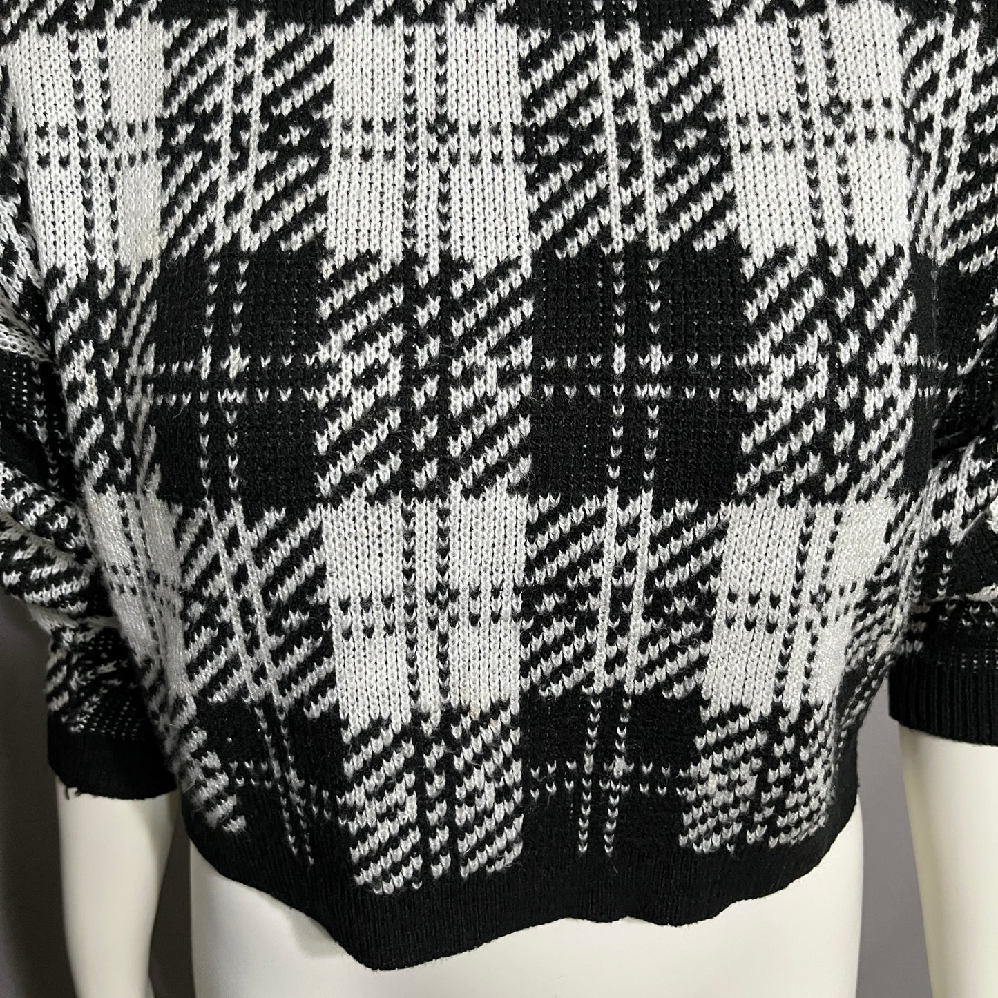 Vintage America Black and White Checkered Sweater