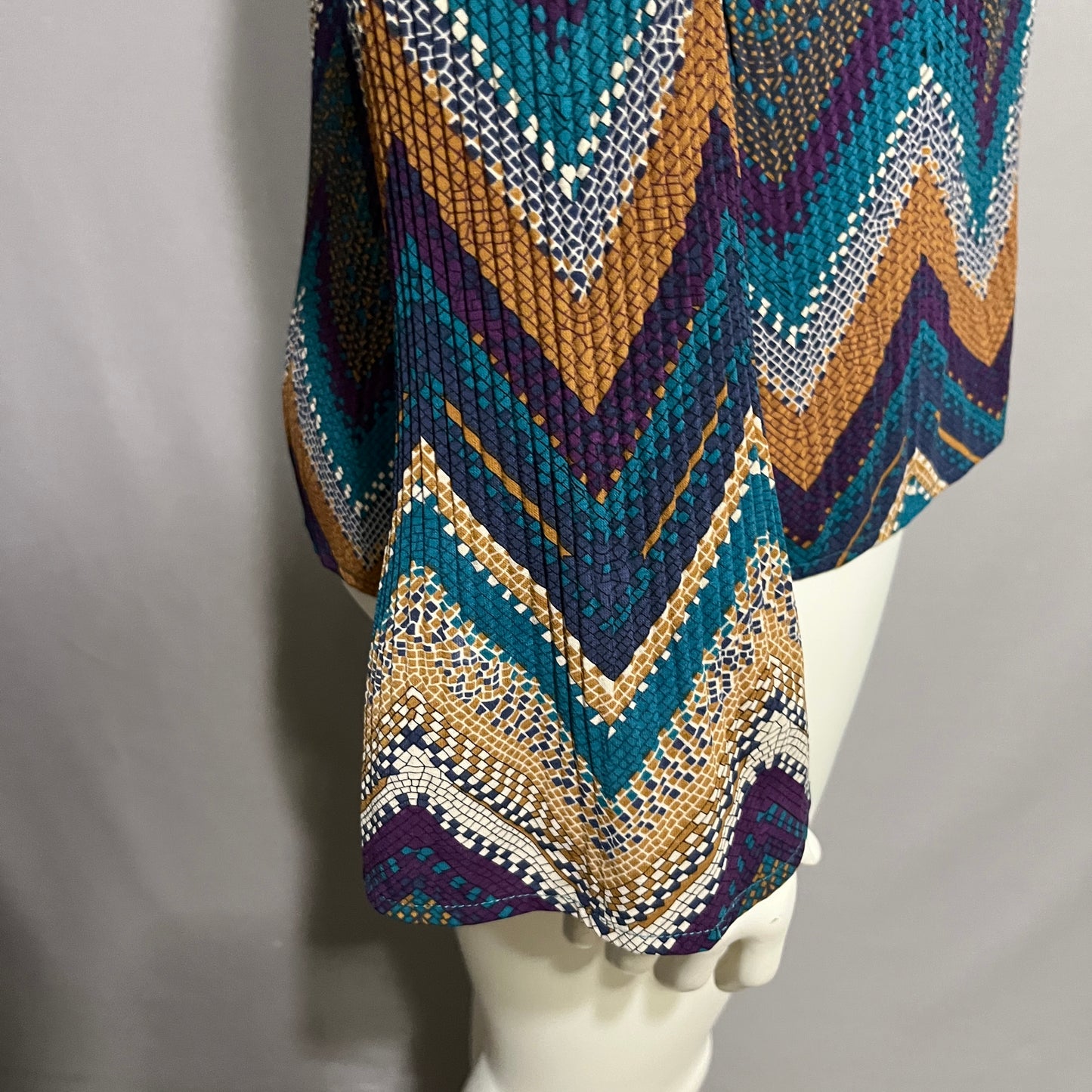 dressbarn Multicolor Chevron Button Down Shirt
