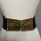 Chicos Black Elephant Gold Metal Buckle Stretch Belt Sz-Medium/Large