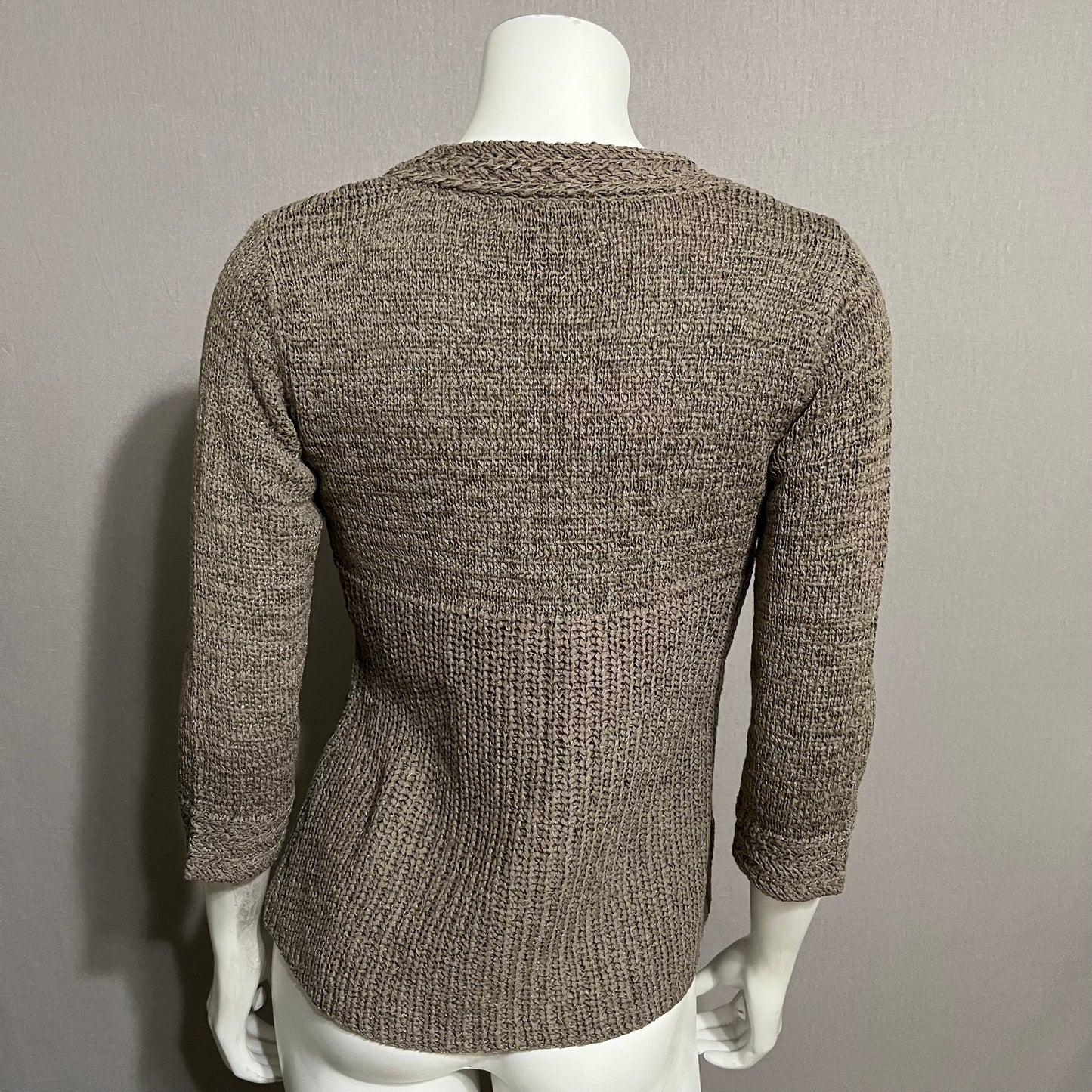 Carole Little Grayish Brown One Button Cardigan Sweater Sz-XS