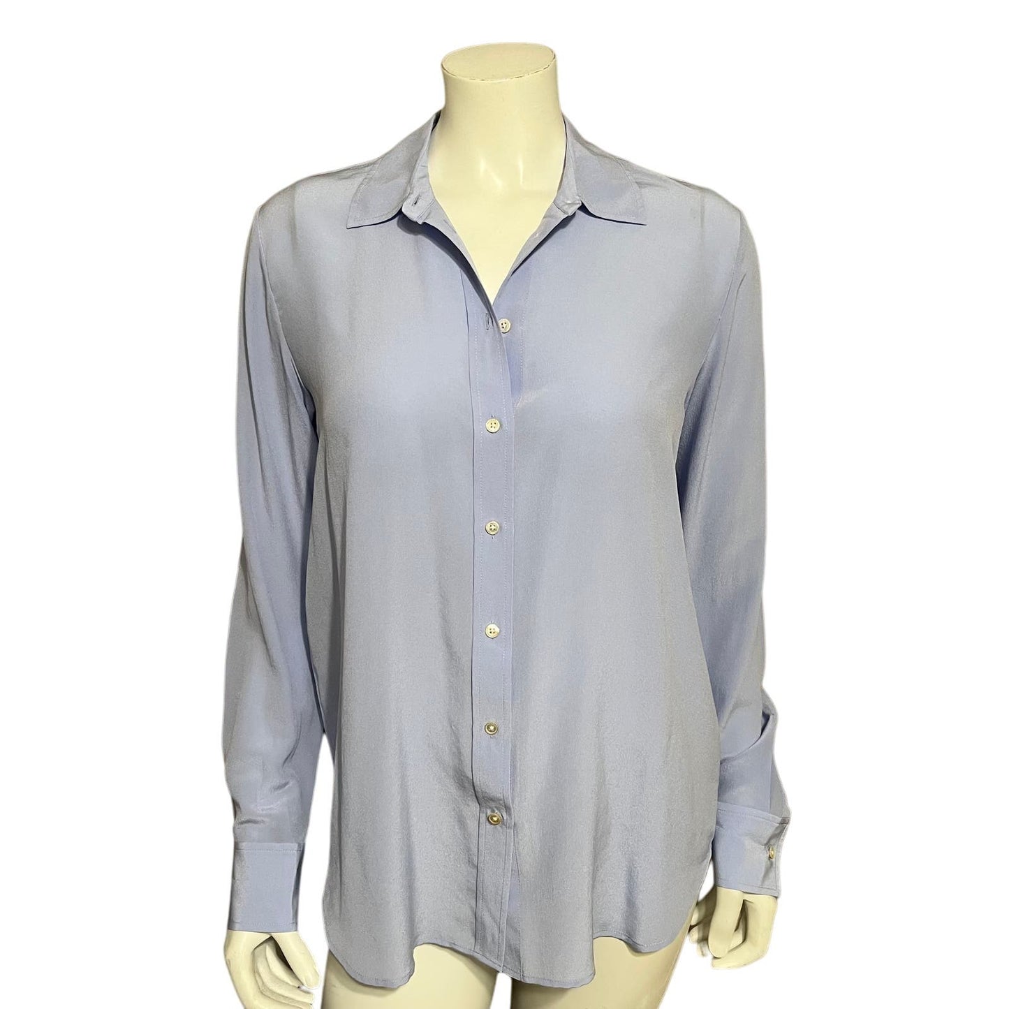 Everlane Light Blue Silk Like Button Front Blouse Sz-6