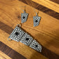 Silver Earrings & Pendant Textured Jewelry Set