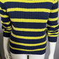 Izod Lime Green & Navy Striped 100% Cotton Long Sleeve Sweater Sz-Large