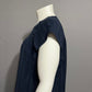 Loft 100% Cotton Navy Pleated Flare Shirt Sleeve Top Sz-Medium