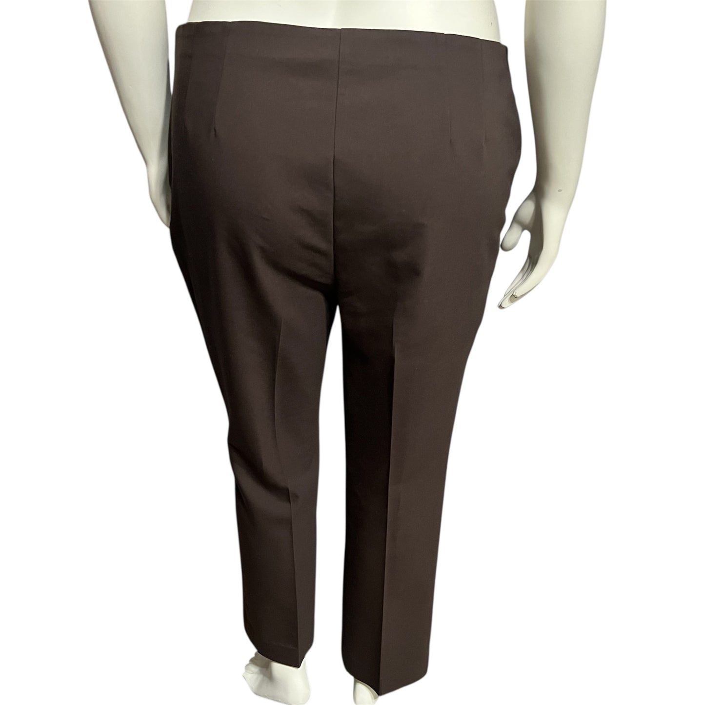 Chico's Dark Brown Pull On Fitted Career Pants Sz-2 Short (Large)