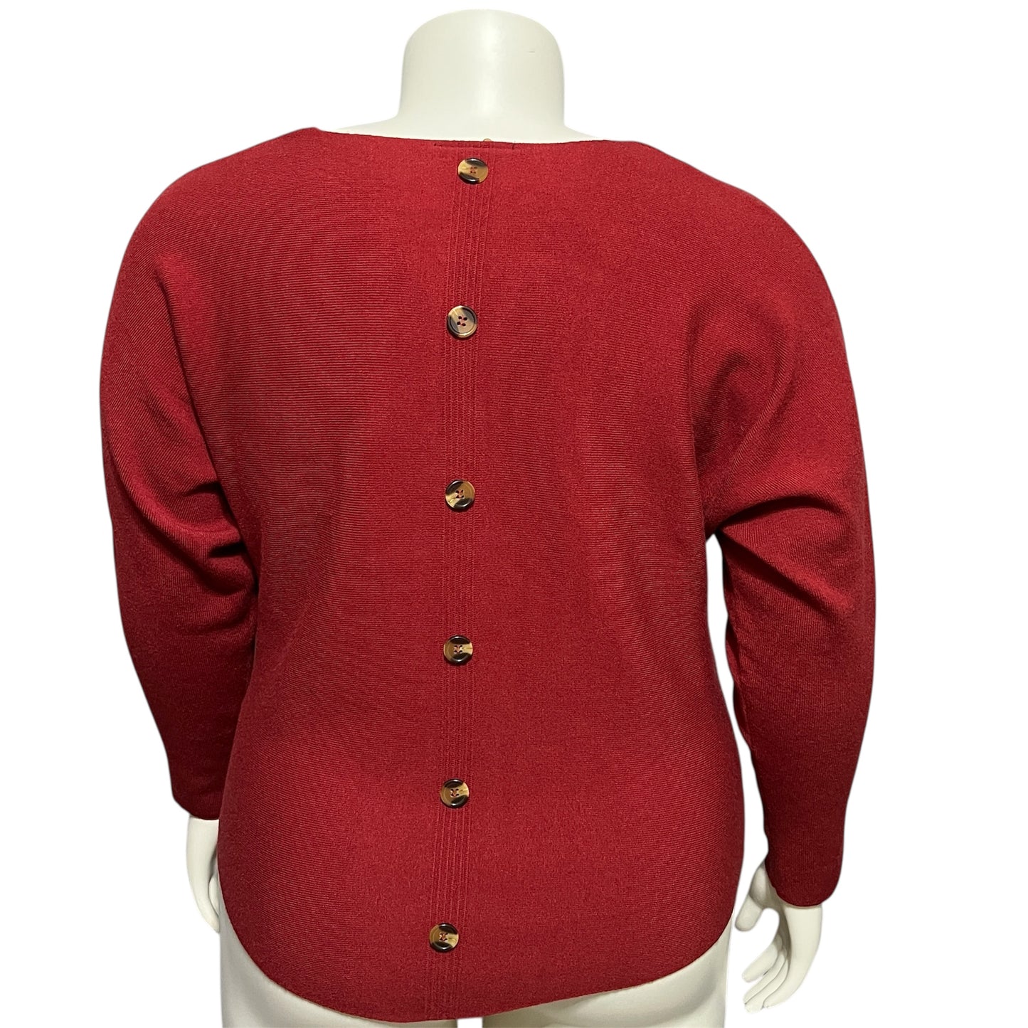 Ten-Oh-8 Rust Red Button Back Sweater Sz-XL