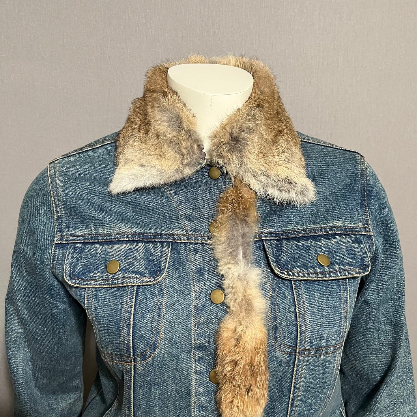 Sisters 100% Cotton Denim & Fur Collar Jacket Sz-Medium