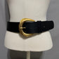 Vintage Dana Buchman Women’s Navy Wide Gold Buckle Belt Sz-32 Medium