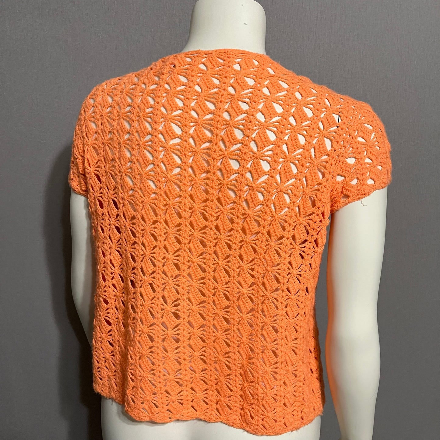 Vintage Soft Open Knit Orange Cardigan Sweater Sz-Small/Medium