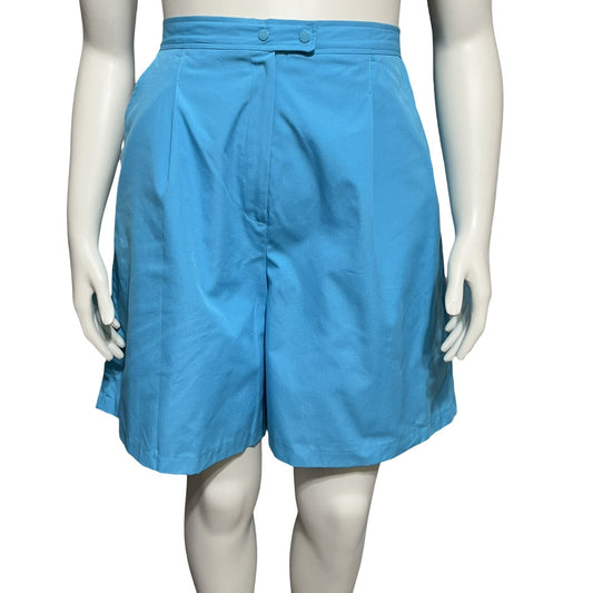 Michele Palmer Blue Cotton Blend High Waist Walking Shorts Sz-12